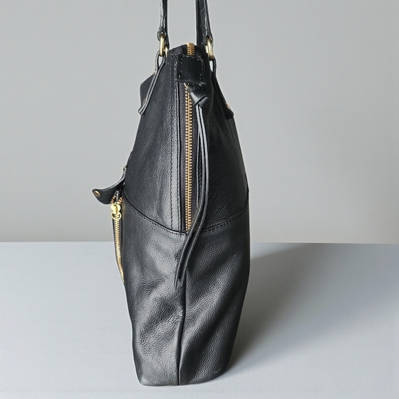 Kooba Everette Shoulder Tote Bag Black Slouchy Soft Pebbled Leather Expandable - Picture 4 of 15